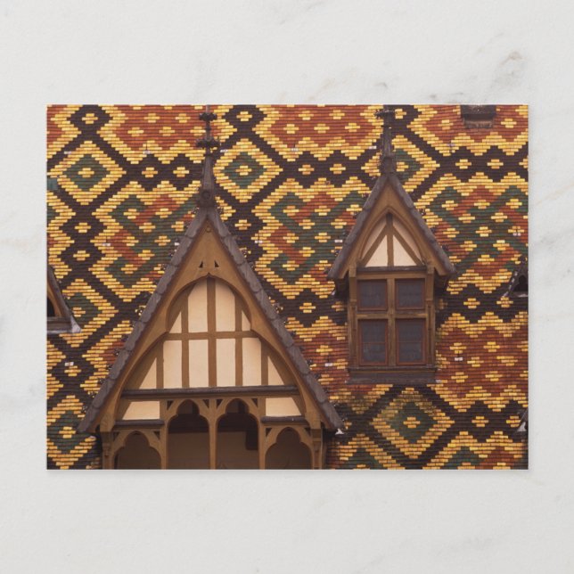 EU, Frankrike, Burgundy, Cote d'Or, Beaune. Tiljt Vykort (Framsida)