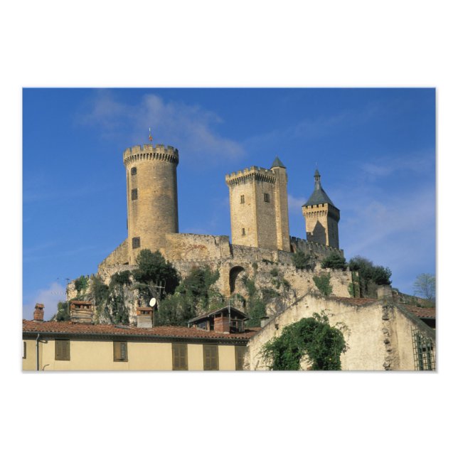 EU, Frankrike, Foix, Ariege, Pyrenéerna. Slott Fototryck (Framsidan)