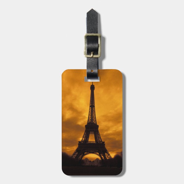 EU, Frankrike, Paris. Eiffeltornet. Bagagebricka (Vertikal Framsida)