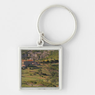 EU, Frankrike, Provence, Bouches, du, Rhone, 9 Fyrkantig Silverfärgad Nyckelring