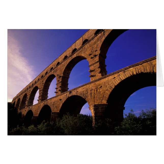 EU, Frankrike, Provence, Gard, Pont du Gard. 3 Hälsningskort (Framsidan Horizontal)