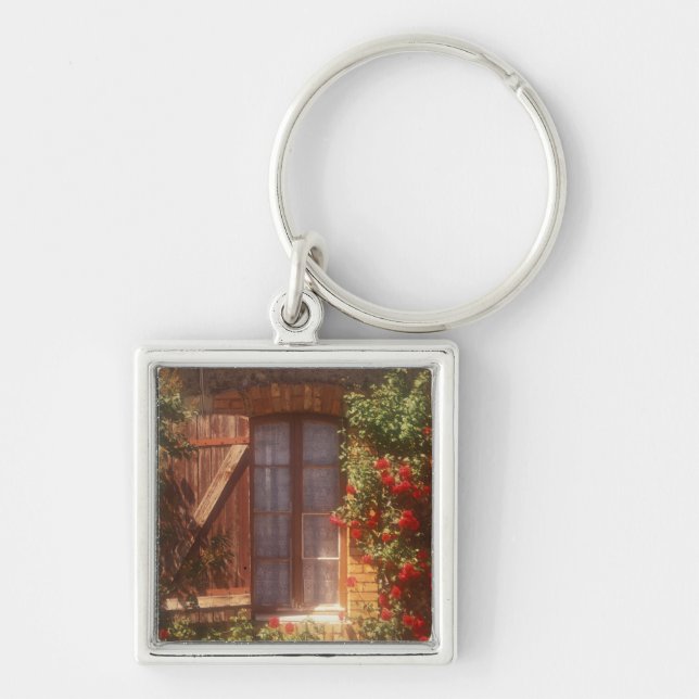 EU, Frankrike, Provence, Vaucluse, Apt. Hus 2 Fyrkantig Silverfärgad Nyckelring (Framsidan)