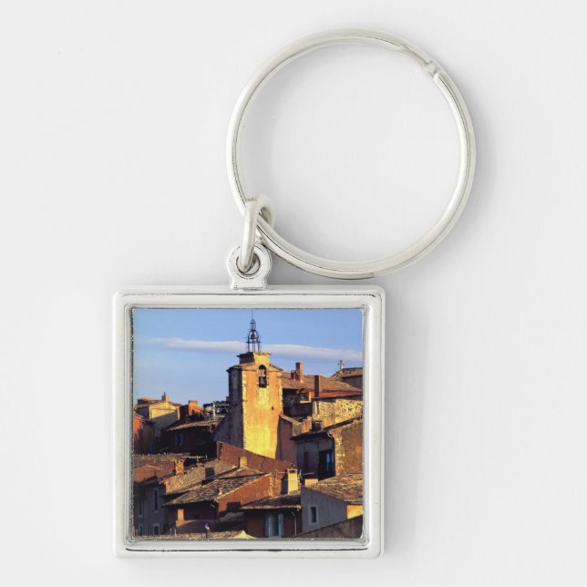 EU, Frankrike, Provence, Vaucluse, Roussillon. 3 Fyrkantig Silverfärgad Nyckelring (Framsidan)