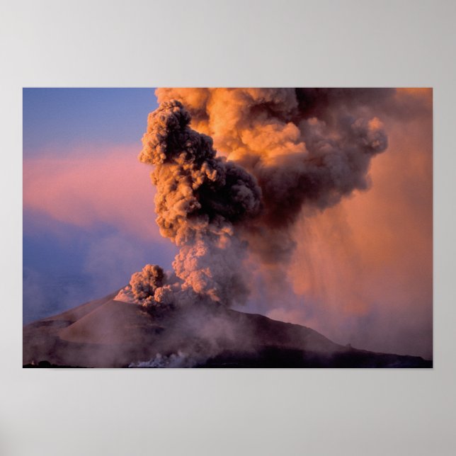 EU, Italien, Sicilien, Mt. Etnas toppkrater Poster (Framsidan)