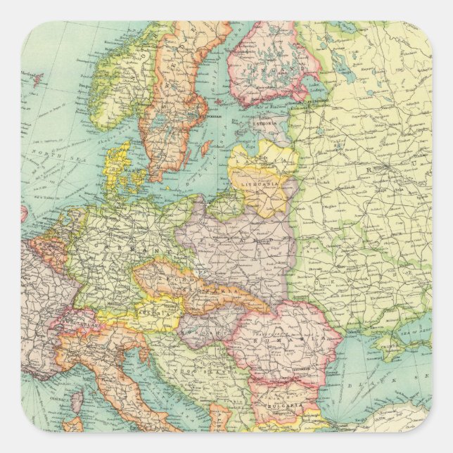 EU:s politiska Karta Fyrkantigt Klistermärke (Framsida)