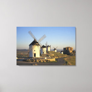 EU, Spanien, La Mancha, Consuegra. Väderkvarnar oc Canvastryck