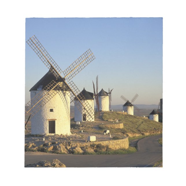 EU, Spanien, La Mancha, Consuegra. Windmills och Anteckningsblock (Framsida)