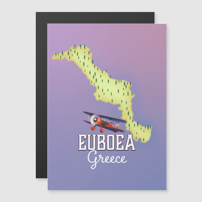 Euboea Grekland Karta resaffisch (Fram/baksida)
