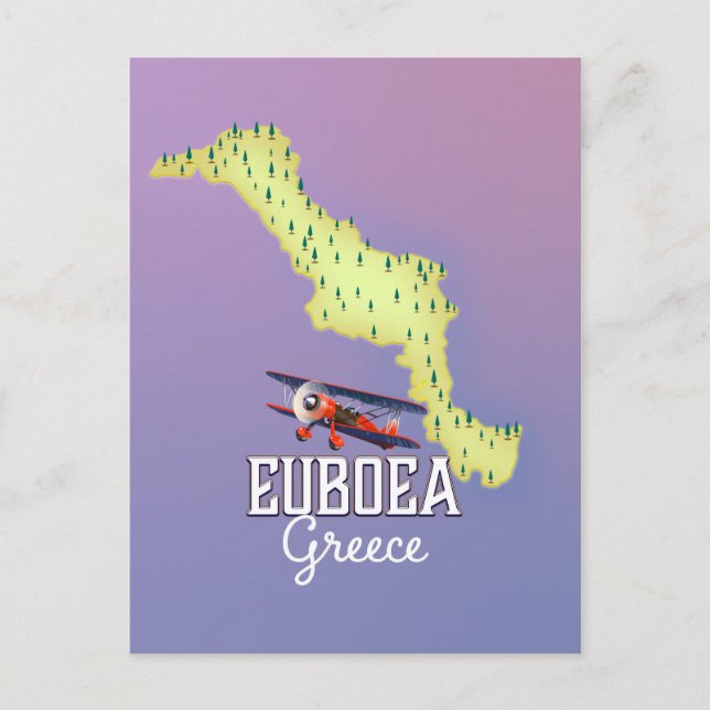 Euboea Grekland Karta reseinlägg Vykort (Framsida)
