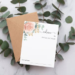 Eucalyotus bröllop rådgivkort för blommigt ro<br><div class="desc">Vit bakgrund,  dekorerad med ett stort ro guld ro,  blomma och eukalyptus grey. Anpassa och lägg till namnen. 1 lakan = 1 rådgivningskort tryckt kant till kant.</div>