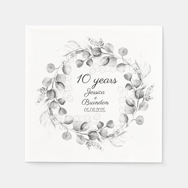Eucalyptus 10:e Tin Bröllop-årsdagen Pappersservett (Framsidan)