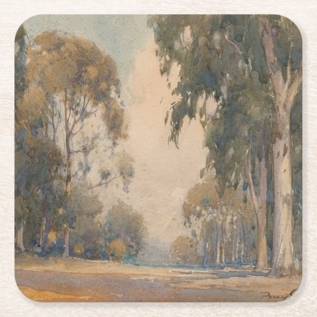 Eucalyptus (1922) – Ömtålig botanisk akvarell Underlägg Papper Kvadrat (Framsidan)