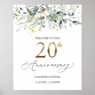 Eucalyptus 20:e Bröllop-årsdagen Välkomstskylt Poster