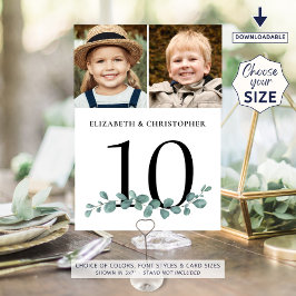 Eucalyptus 2 Photo Bröllop Bordsnummer Sign