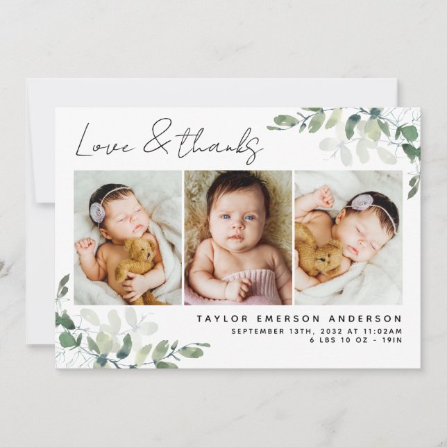 Eucalyptus 3 Photo Baby Birgats Stats Tack Kort (Framsida)