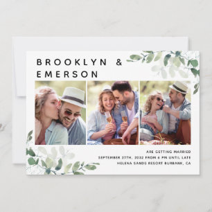 Eucalyptus 3 Photo QR Code Bröllop Inbjudningar