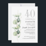Eucalyptus 40:e födelsedagen Party Inbjudningar<br><div class="desc">Skapa dina egna födelsedagsinbjudningar enkelt genom att använda vår budgetmall Eucalyptus Greenery Watercolor genom att klicka på knappen "Personalize" (Anpassa). Perfekt för alla åldrar och kan enkelt användas för andra speciella händelser när du klickar på "Redigera med Design Verktyg"</div>