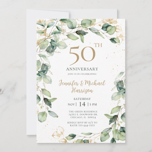 Eucalyptus 50-årsjubileumsinbjudan inbjudningar (Framsida)