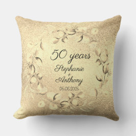 Eucalyptus 50:e Golden Bröllop-årsdagen Kudde