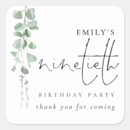 Eucalyptus 90:e Birthday-Tack Fyrkantigt Klistermärke