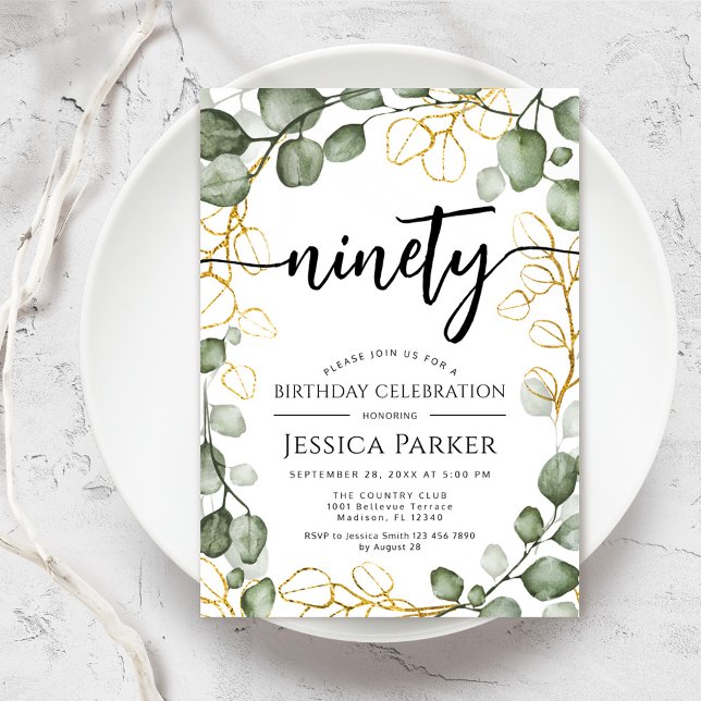 Eucalyptus 90:e Födelsedagsfest vid andning Inbjudningar (Skapare uppladdad)