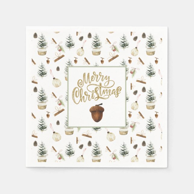 Eucalyptus Acorns jul Pappersservett (Framsidan)