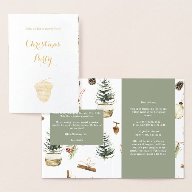 Eucalyptus Acorns julinbjudningskort Folierat Kort (Display)