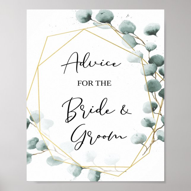 Eucalyptus Advice for Bride and Groom Sign Poster (Framsidan)