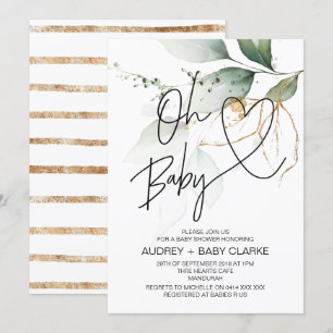 Eucalyptus Åh Baby Modern pojkvän Babykläder Inbjudningar