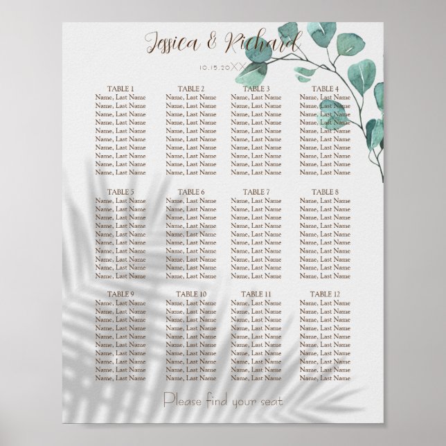 Eucalyptus akvarellaffisch poster (Framsidan)