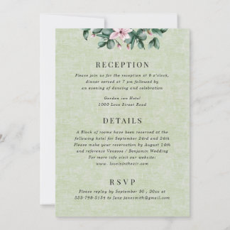 Eucalyptus Alla i en Grönt Monogram Bröllop Inbjudningar
