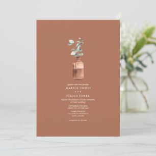 Eucalyptus Amber Apothecary Terracotta Bröllop Inbjudningar