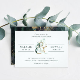 Eucalyptus Ampersand Guld Grönt Bröllop Inbjudningar