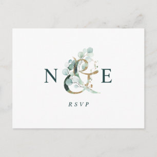 Eucalyptus Ampersand Guld Grönt Wedding OSA Vykort