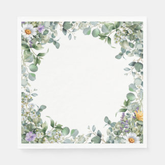 Eucalyptus and Wildflower Elegant Wedding Cocktail Pappersservett