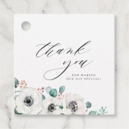 Eucalyptus anemon blommigt tack bröllop gåvor etiketter