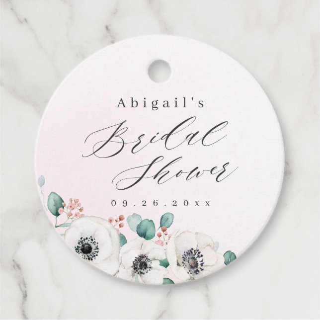 Eucalyptus anemonblommigt möhippa av rustik  gåvor etiketter (Framsida)