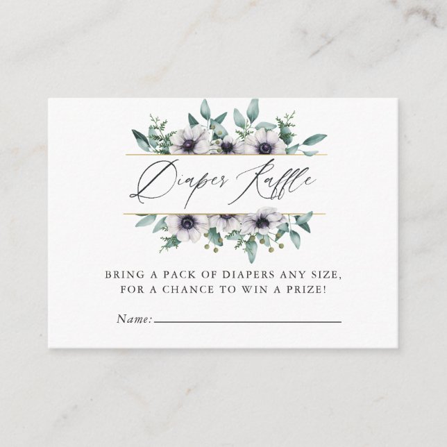 Eucalyptus Anemone Baby Shower Diaper Raffle Tilläggskort (Framsida)