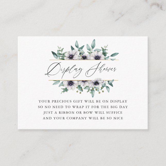 Eucalyptus Anemone Baby Shower Visning Shower Tilläggskort (Framsida)