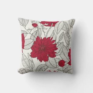 Eucalyptus Anemone Blommigt Line Art Kudde