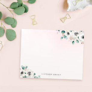 Eucalyptus Anemone Blommigt Personlig Stationery Anteckningskort