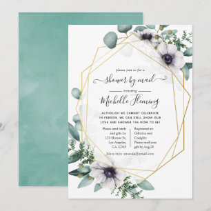 Eucalyptus Anemone Geometric Baby Shower by Mail Inbjudningar