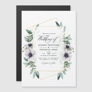 Eucalyptus Anemone Geometric Bröllop Morsa Magnetisk Inbjudningskort