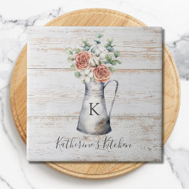Eucalyptus av bomull Ro från Rustic Monogram i en  Kakelplatta