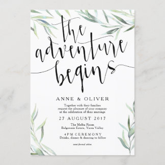 Eucalyptus Äventyr inleder bröllopsinbjudan Inbjudningar