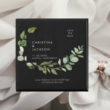 Eucalyptus B/W Bröllop Square Spara datum