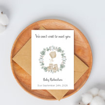 Eucalyptus Baby Hatt & Strumpor Baby Shower Kort