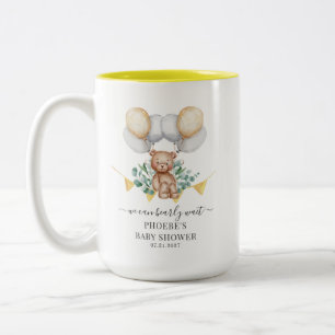 Eucalyptus Baby Shower Barly Wait Bear & Balloy Två-Tonad Mugg