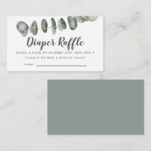 Eucalyptus Baby Shower Diaper Raffle Biljett