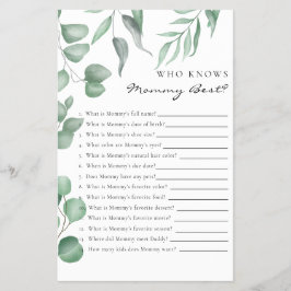 Eucalyptus Baby Shower Game som känner till bästa  Flygblad